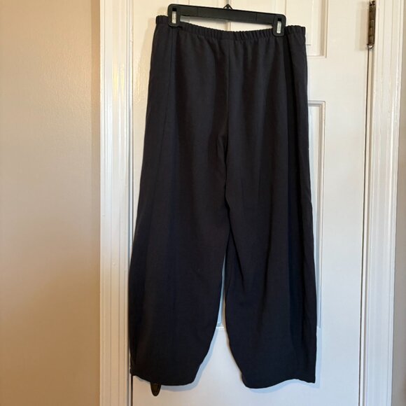 Lisa Bayne Barrel Leg Pants Charcoal Gray Elastic Waist - M - Picture 5 of 7